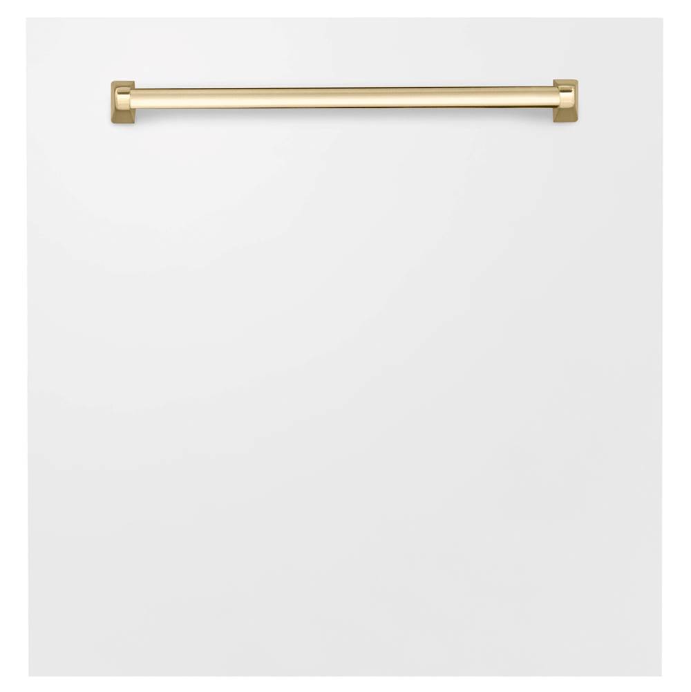Z-Line 24'' Autograph Edition Monument Dishwasher Panel in White Matte with Gold Handle