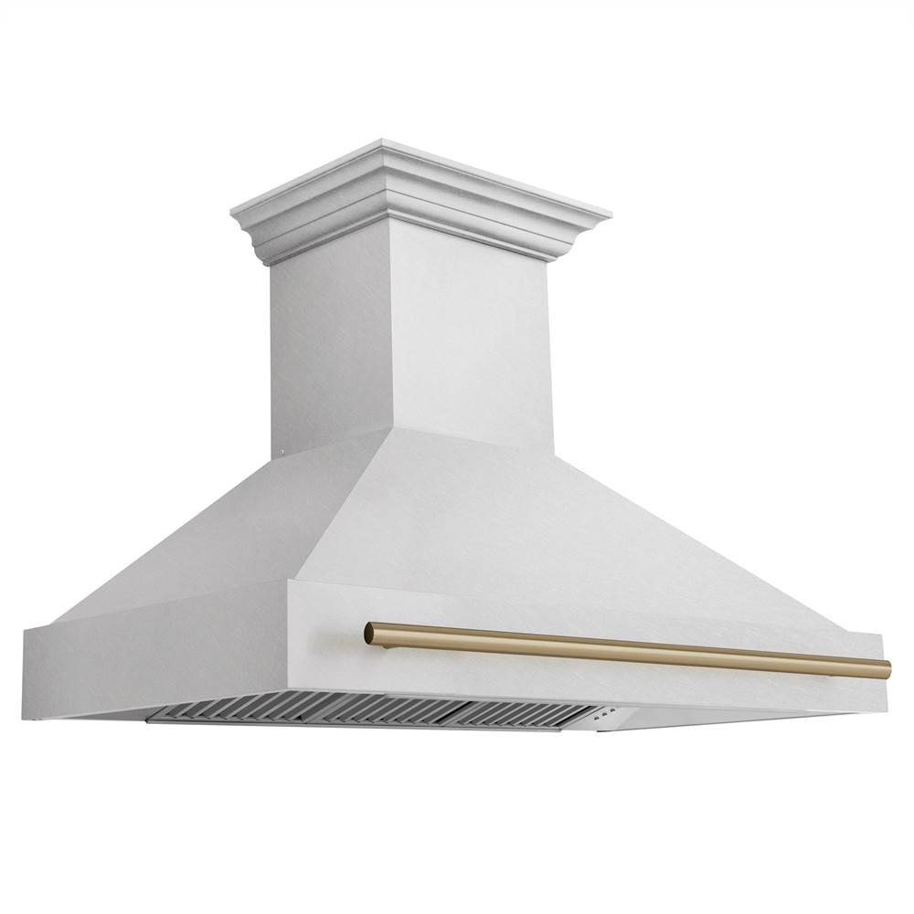 Z-Line 48'' Autograph Edition DuraSnow Stainless Steel Range Hood with DuraSnow Stainless Steel Shell and Champagne Bronze Handle