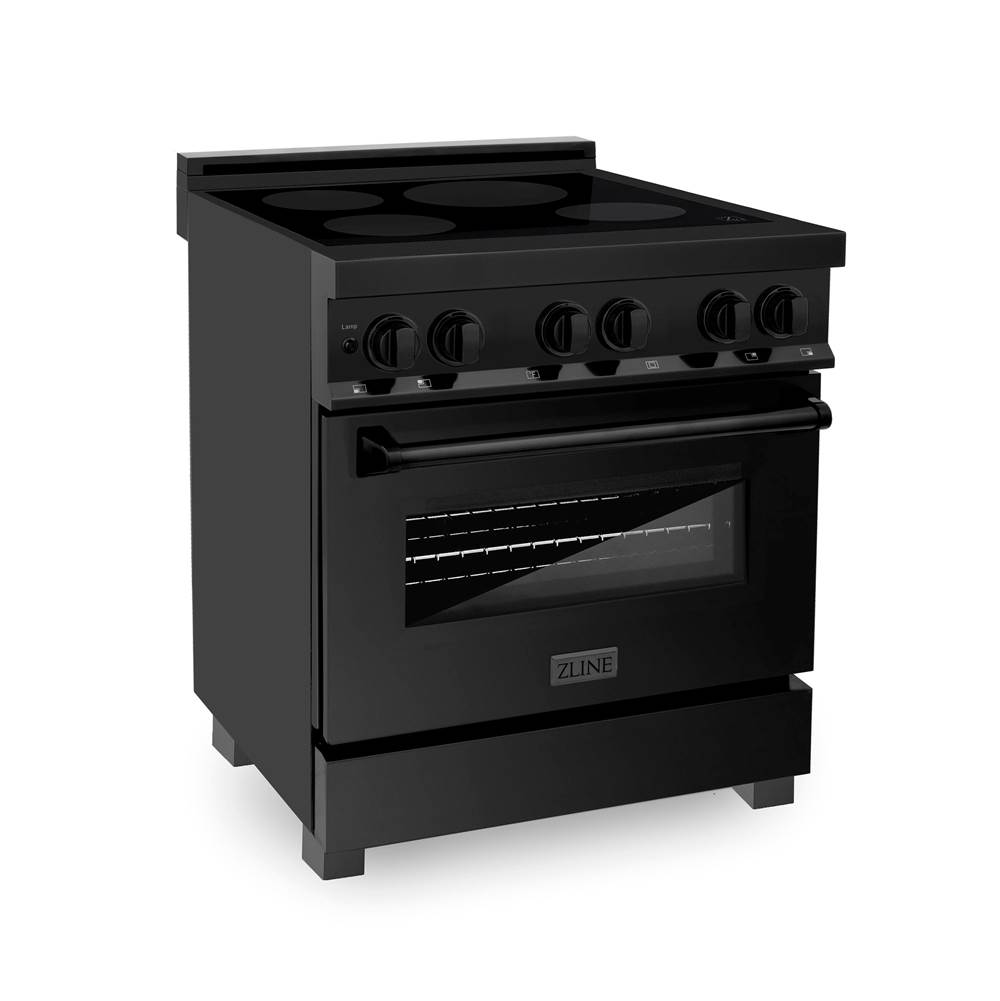 Z-Line 30'' 4.0 cu. ft. Induction Range with a 4 Element Stove and Electric Oven in Black Stainless Steel