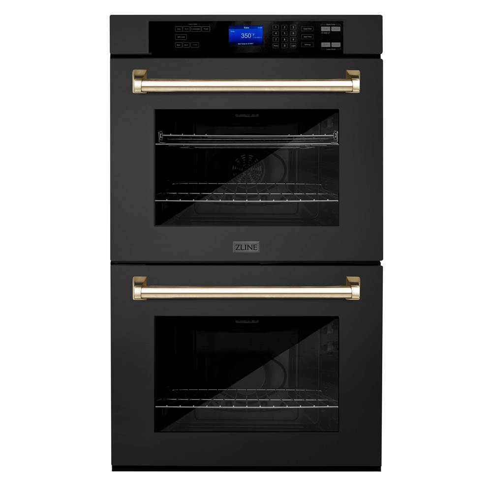 Z-Line 30'' Autograph Edition Double Wall Oven with Self Clean and True Conection in Black Stainless Steel and Gold
