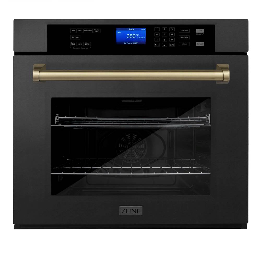 Z-Line 30'' Autograph Edition Single Wall Oven with Self Clean and True Conection in Black Stainless Steel and Champagne Bronze