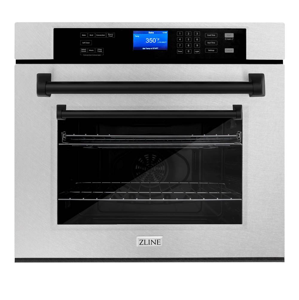 Z-Line 30'' Autograph Edition Single Wall Oven with Self Clean and True Conection in DuraSnow® Stainless Steel and Matte Black