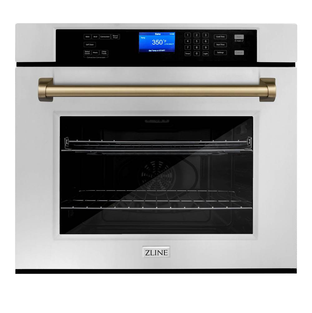 Z-Line 30'' Autograph Edition Single Wall Oven with Self Clean and True Conection in Stainless Steel and Champagne Bronze