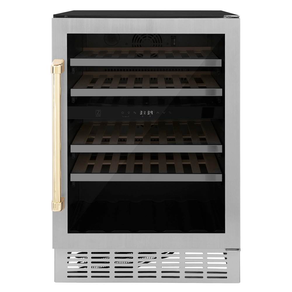 Z-Line 24'' Monument Autograph Edition Dual Zone 44-Bottle Wine Cooler in Stainless Steel with Gold Accents