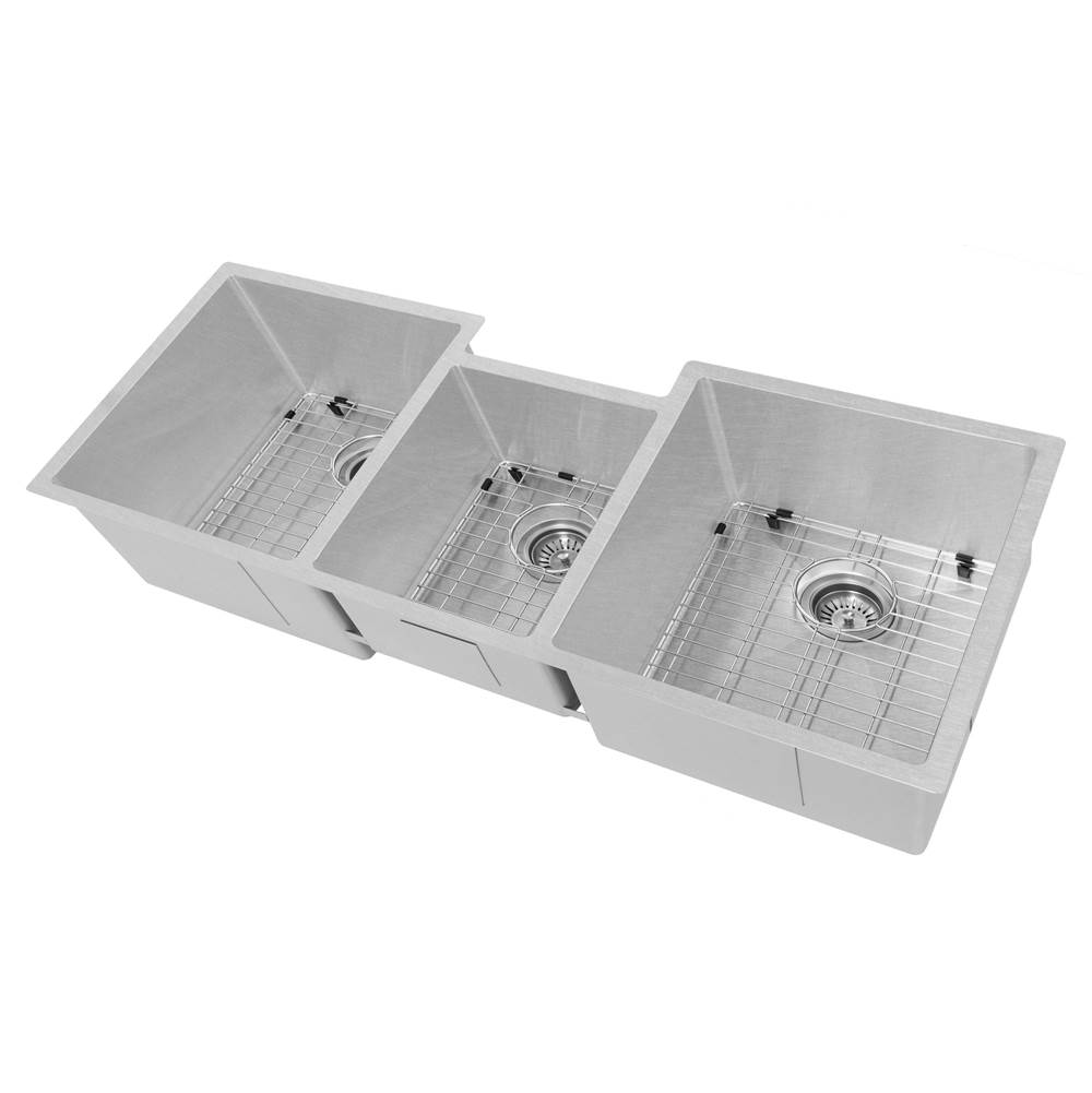 Z-Line Breckenridge 45'' Undermount Triple Bowl Sink in DuraSnow Stainless Steel with Accessories