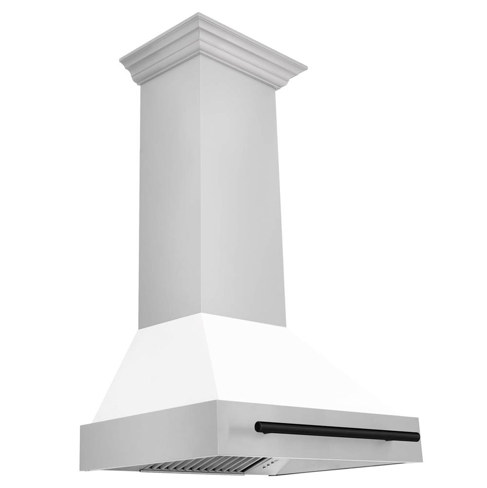 Z-Line 30'' Autograph Edition Stainless Steel Range Hood with White Matte Shell and Matte Black Handle