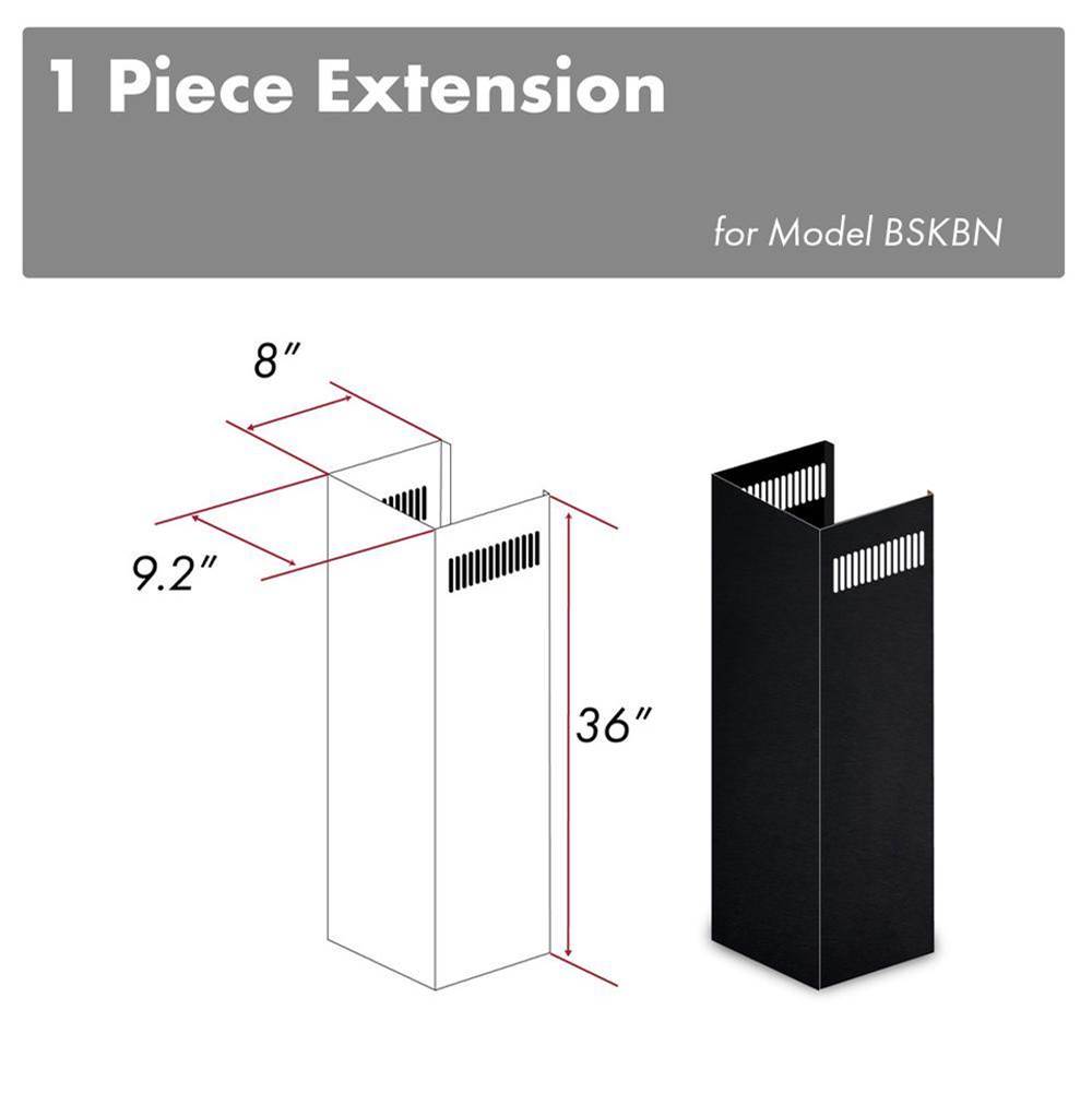 Z-Line 1-36'' Chimney Extension for 9-10' Ceilings in Black Stainless