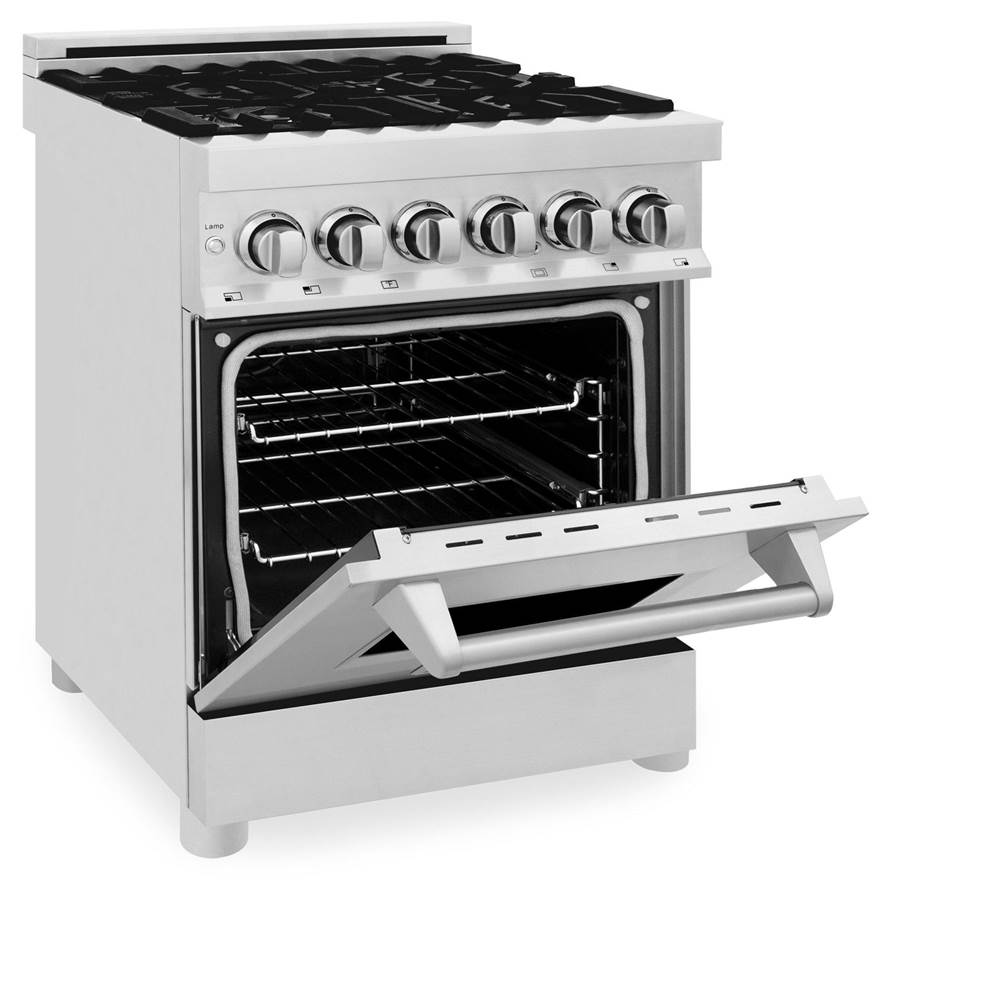 Z-Line 24'' 2.8 cu.' Professional Dual Fuel Range in Stainless Steel with Brass Burners
