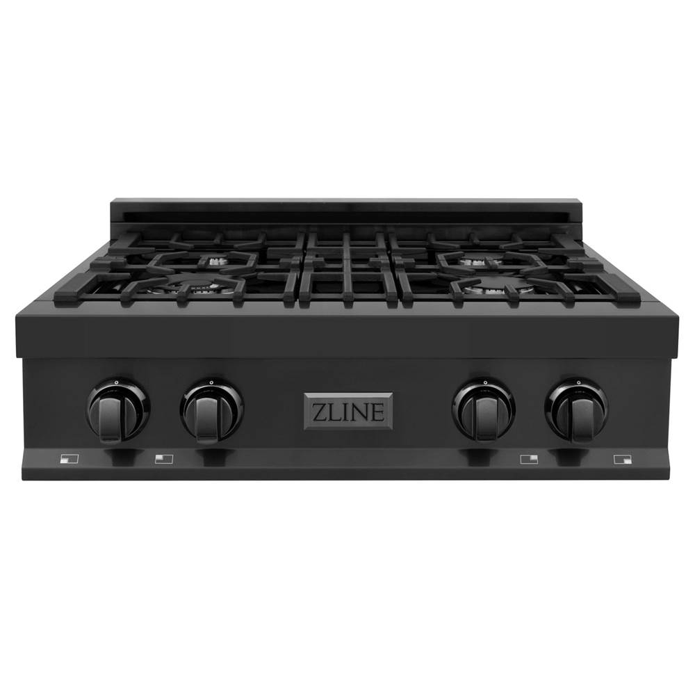 Z-Line 30'' Porcelain Rangetop in Black Stainless Steel with 4 Gas Brass Burners