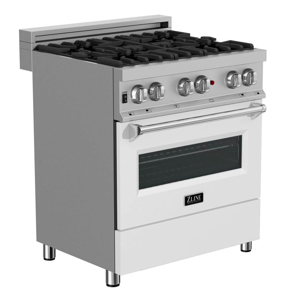 Z-Line 30'' Professional Dual Fuel Range in DuraSnow Stainless Steel with White Matte Door