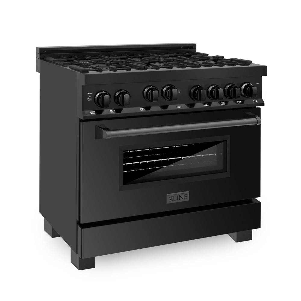 Z-Line 36'' Professional 4.6 cu.' 6 Gas on Gas Range in Black Stainless Steel