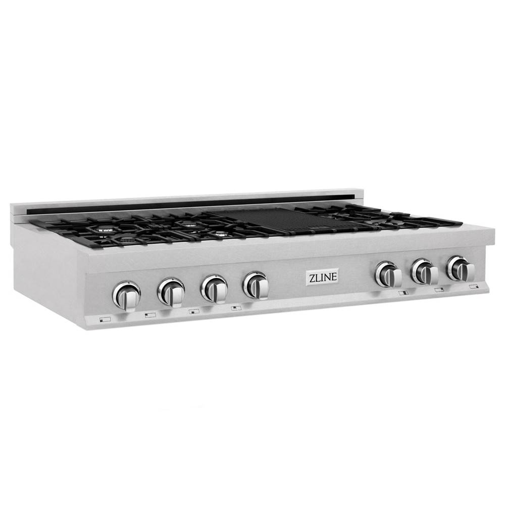 Z-Line 48'' Porcelain Rangetop in DuraSnow Stainless Steel with 7 Gas Burners