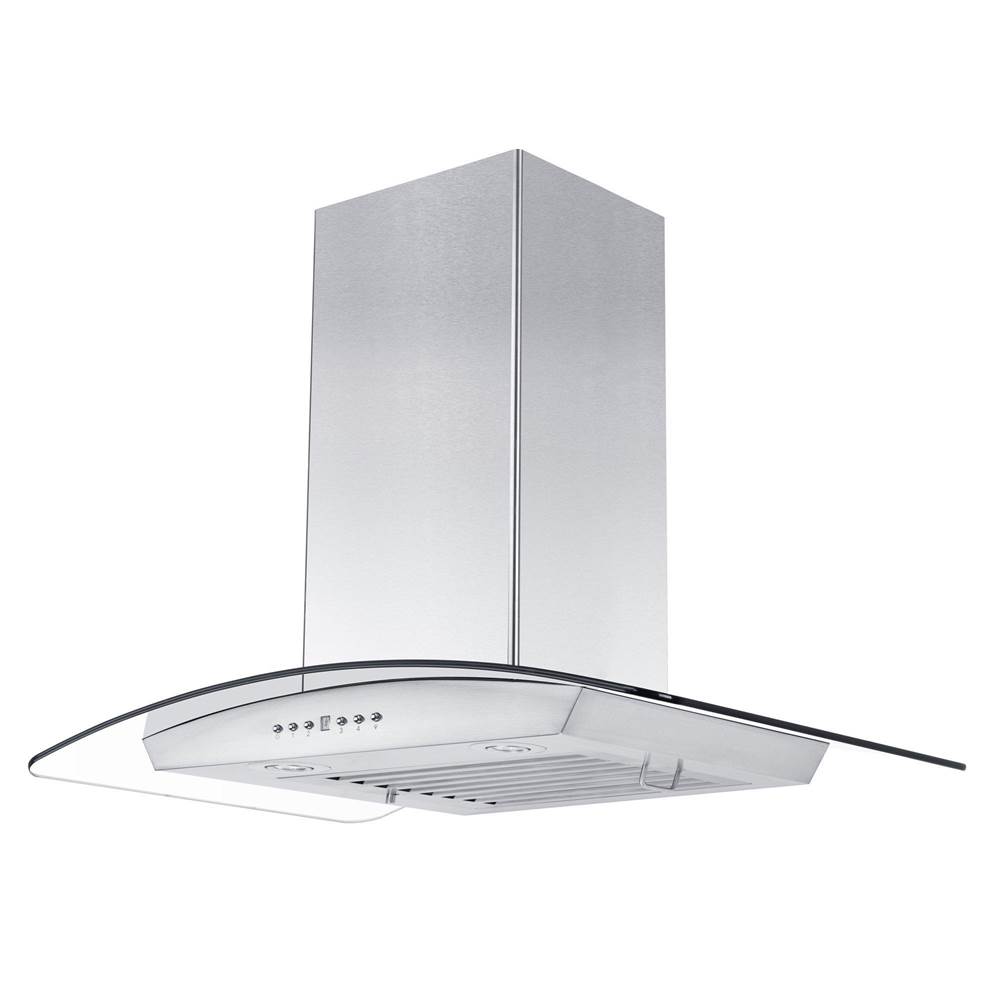 Z-Line 36'' Wall Mount Range Hood in Stainless Steel & Glass with Crown Molding