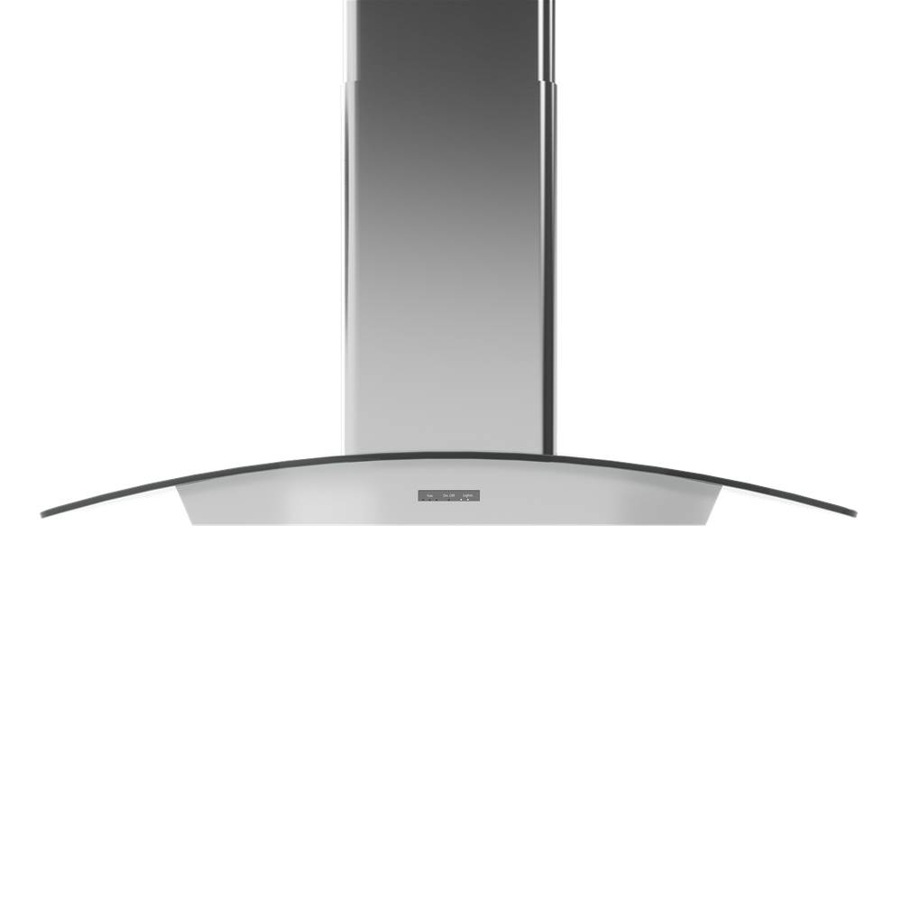 Zephyr Brisas Curved Glass Chim. Is., 36'' G, 600 CFM, ACT, LED