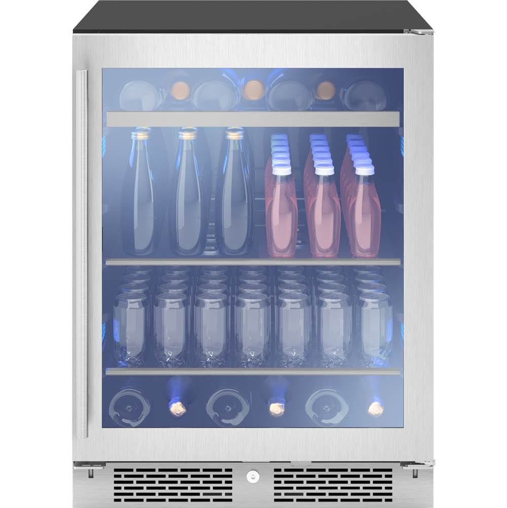 Zephyr Presrv ADA Beverage Cooler, 24in Compact, SS and Glass, Reversible Door  and  Lock, 1 Zone